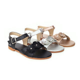Flat Dress Sandals Summer Plus Size Buckle Strap Flower Cutout Sandals