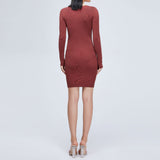 Women Spring Dress Waist Knitted Dress Sweater Slim Fit Square Collar Sexy Hip Strap Woolen Skirt