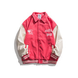 Varsity Jacket Vintage Autumn Coat Campus Fresh Artistic Style Color Contrast Patchwork Three-Color Baseball Uniform for Men