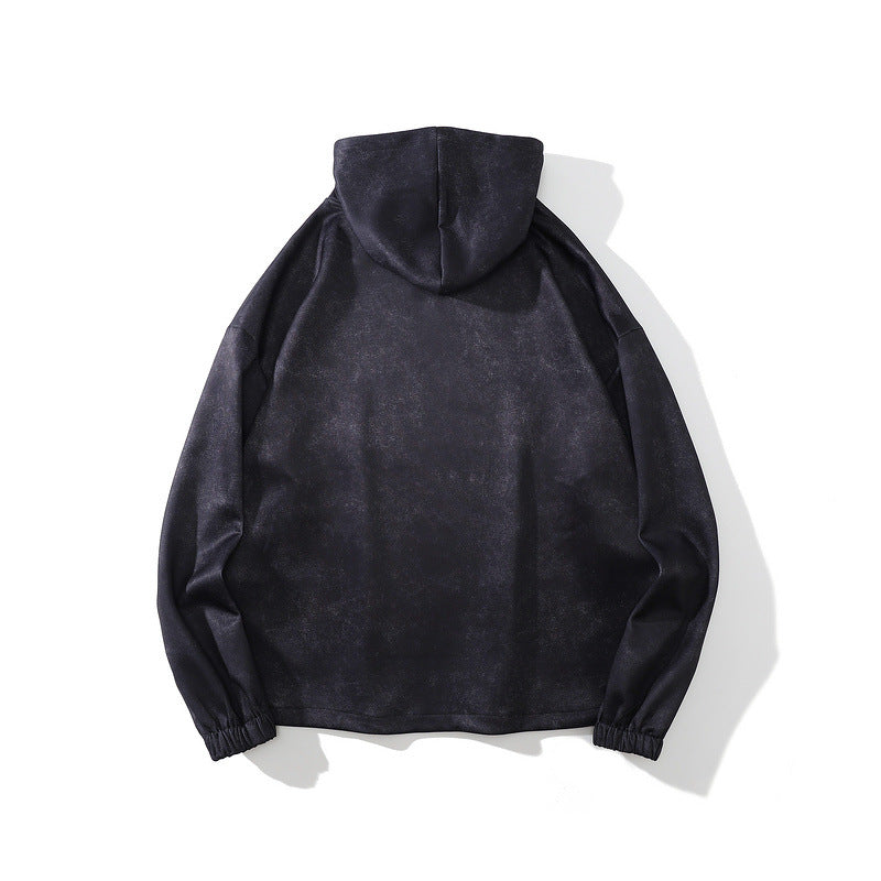 Mens Fall Outfits Hooded Sweater Men's and Women's High Street Vintage Printed Sports Hoodie Coat