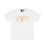 Vlone T Shirts Skull Bones Large V Printed Short Sleeve T-shirt Men and Women Couple Hip Hop Half Sleeve