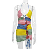 Mini Club Dresses Summer Patchwork Skirt Nightclub Sexy Dress