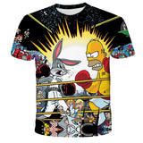 Homer Simpson Shirt Summer Digital Printing Loose Breathable round Neck