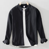White Work Shirts Autumn Cotton and Linen Men Long Sleeve Shirt Top