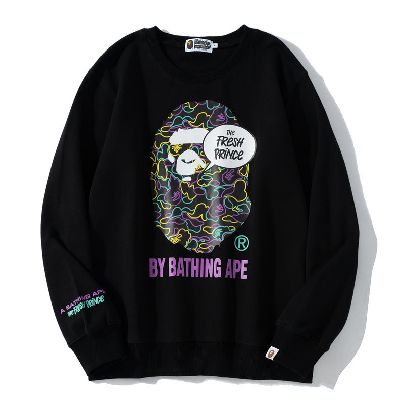 Shark Print Sweatshirts Spring Fashion Brand Round Neck Pullover Undershirt Sweater