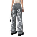 Julia Fox Low Rise Trousers Vintage Five-Pointed Star Printed Jeans