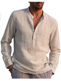 Sweat Wicking Shirt Men's Long Sleeve V-neck Casual Beach Linen Shirt Men's Clothing