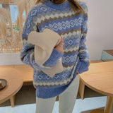 Fair Isle Sweater Cottagecore Outfits for Women Thick Thread Pullover Sweater Christmas Sweater