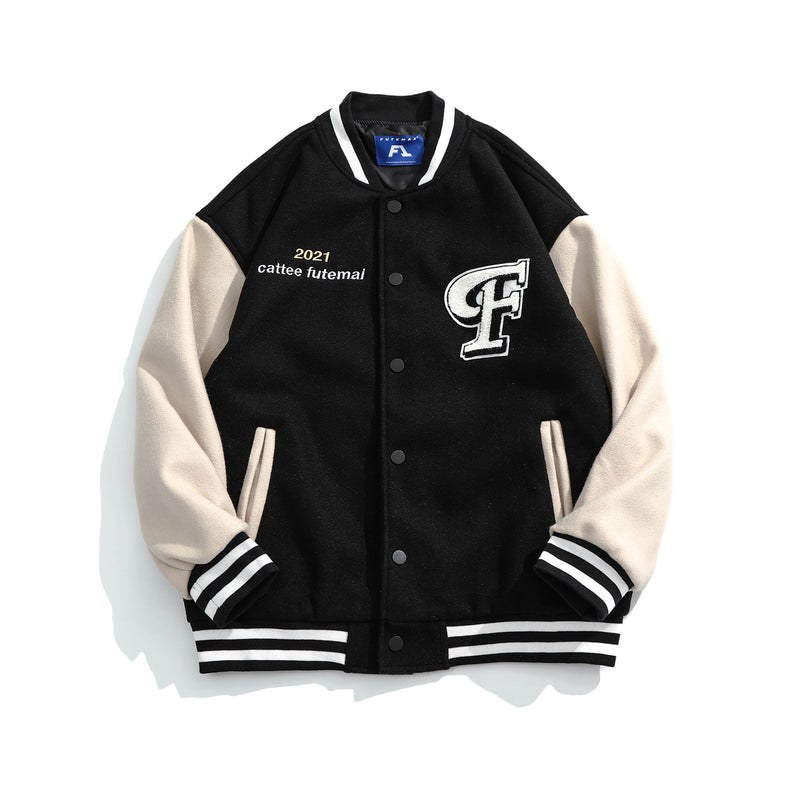 The Bears Varsity Jacket Contrast Color Sports Baseball Uniform Men's Autumn Bear Jacket Youth Cartoon Embroidered Jacket