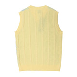 Men Sweater Vest Heart Letter Jacquard V-neck Sweater Waistcoat Men Idle Style Loose Sleeveless Sweater Vest