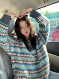Preppy Aesthetic Sweater Retro Pullover Sweater Autumn and Winter Loose Long Sleeve
