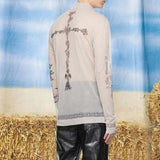 Rave Outfits Men Long Sleeve Shirt Spring New Men's Casual Hip Hop Print See-through Sexy
