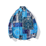 Mens Fall Outfits I High Street Cow Leopard Splicing Long Sleeve Shirt Men's Loose Couple Coat