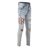 Amiri Jeans Casual Hip Hop High Street Splash-Ink Painted Slim Jeans