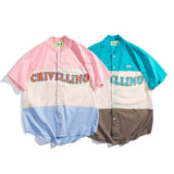 Baggy Baseball Jersey Summer Letter Multicolor Printing Cotton Short Sleeve Casual Shirt
