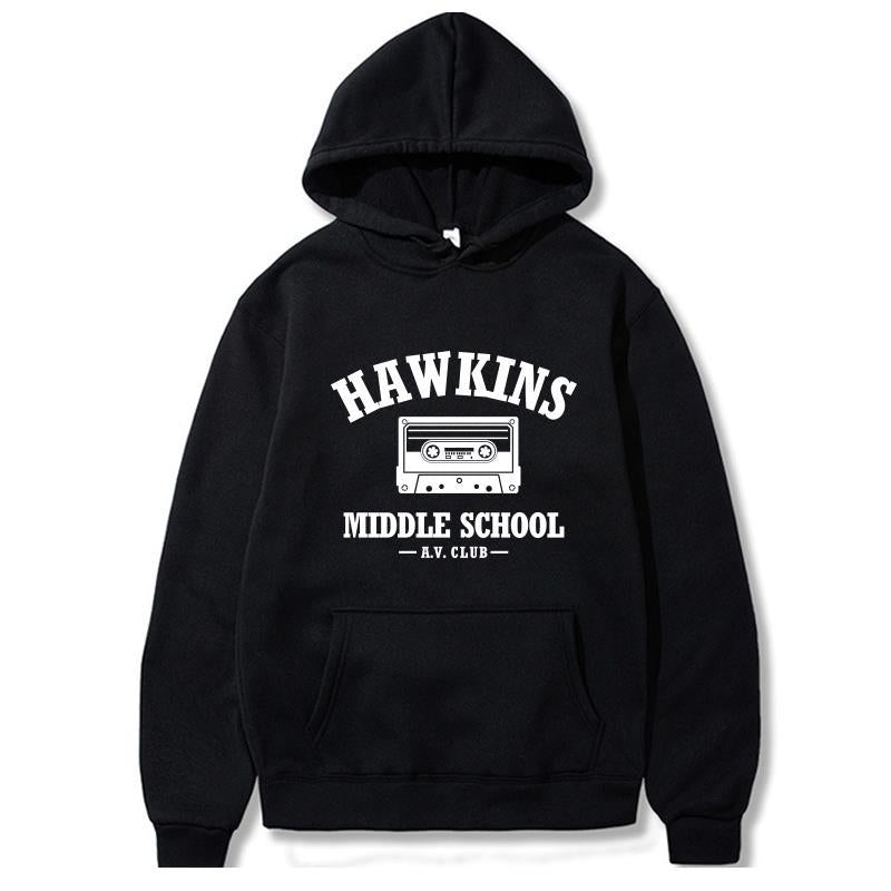 Stranger Things Hoodie Floral Print Long Sleeve Pullover Fleece Hoodie Loose Sportswear Autumn and Winter