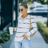Women Fall Outfits Autumn and Winter Striped Long-Sleeved T-shirt