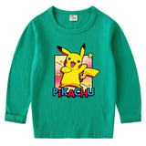 Children Pokemon Pikachu Hoodie Cotton Crew Neck T-shirt
