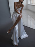 Bridesmaid Dress Spring/Summer Long Dress Sexy Spaghetti Straps Sleeveless V-neck Dress Small Dress