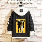 Comic Denim Jacket Men's and Women's Clothing Hooded Sweater Denim Jacket