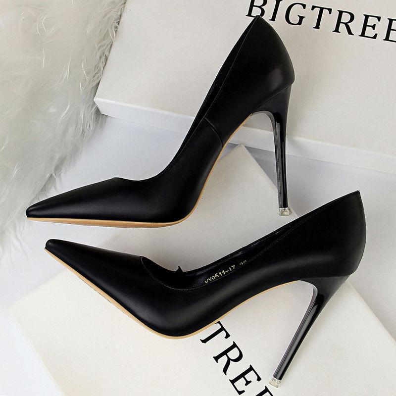 Nude Heels for Wedding High Heels Spring Girl Black Work Shoes