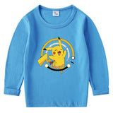 Children Pokemon Pikachu Hoodie Children's Cotton T-shirt for Spring and Autumn