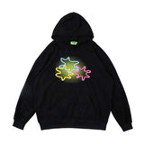 Mens Fall Outfits Letter Graffiti Couple Hooded Top Loose Street Hanging Shoulder Fleece Sweater