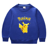 Children Pokemon Pikachu Hoodie Spring and Autumn Solid Color round Neck Sweater