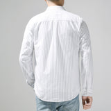 White Work Shirts Autumn and Winter White Spring and Autumn Square Collar Striped Youth Loose Cotton Shirt