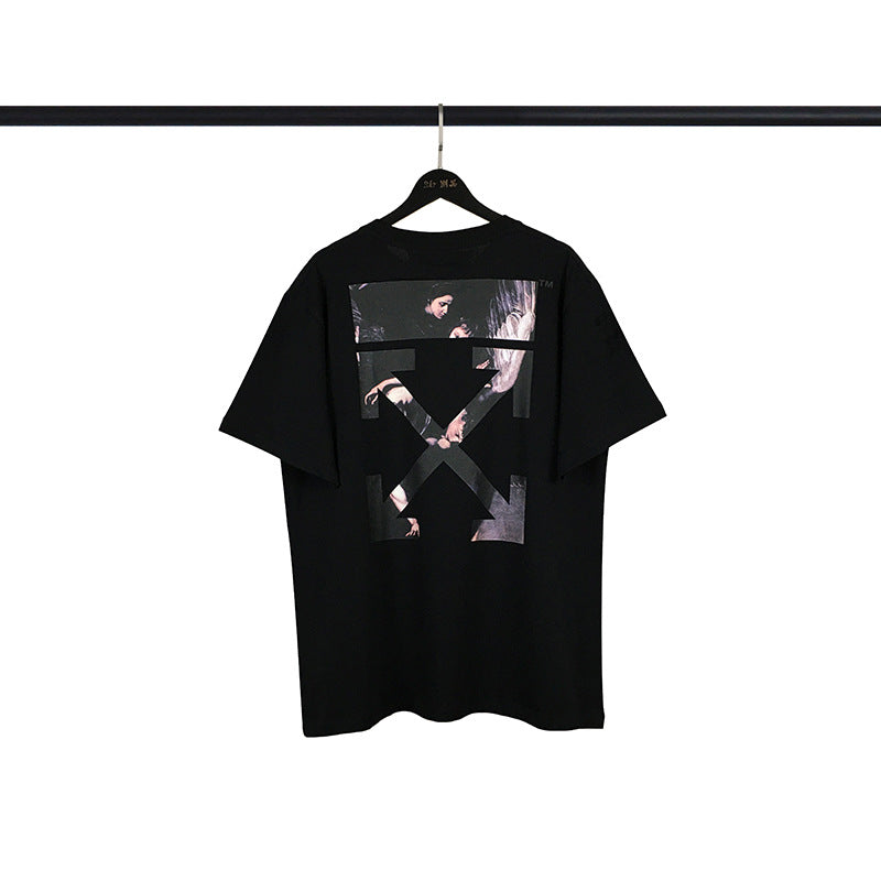 Caravaggio T Shirt Religious Virgin Oil Painting Arrow Men and Women Short Sleeve T-shirt