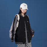 Black Varsity Jacket Stitching Autumn Men and Women Couple Flight Suit Embroidered Stand Collar Loose Baseball Uniform Jacket Coat