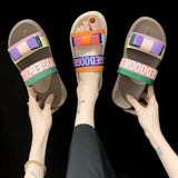 Women Open Toe Sandals Flats Plus Size Bow Platform Slippers Color Matching Casual Slippers