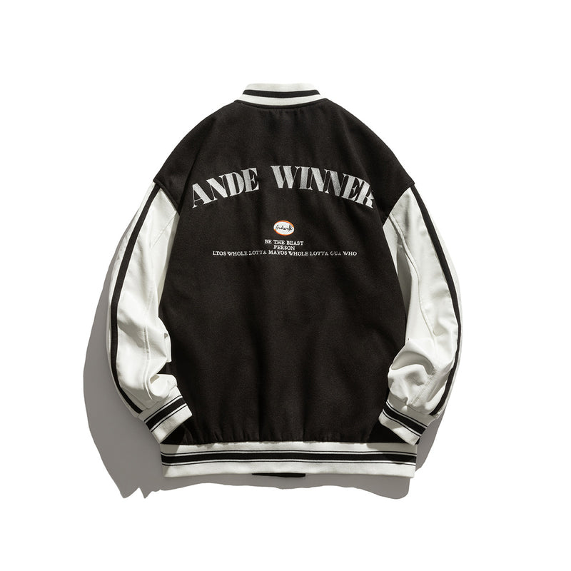 Vintage Letterman Jacket Autumn Color Matching Printed Baseball Uniform