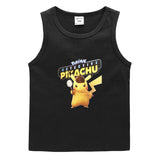 Children Pokemon Pikachu T Shirt Cotton Leisure Solid Color Sports Vest