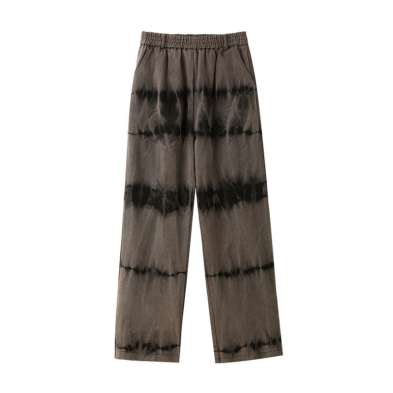Man Fall Outfits Cargo Pants Tie-Dyed Jeans Men's Retro Distressed Loose Straight Wide-Leg Pants