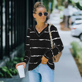 Women Fall Outfits Autumn and Winter Striped Long-Sleeved T-shirt