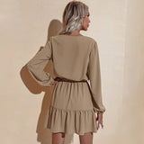 Women's Fall Outfits Long-Sleeved Dress Short Skirt