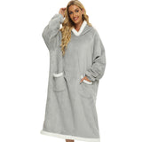 Hoodies Blankets Large Pocket Lazy Blanket Fleece Lamb Wool Bathrobe