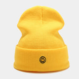 Smiley Face Cap Cute Smiling Face Embroidery Knitted Hat
