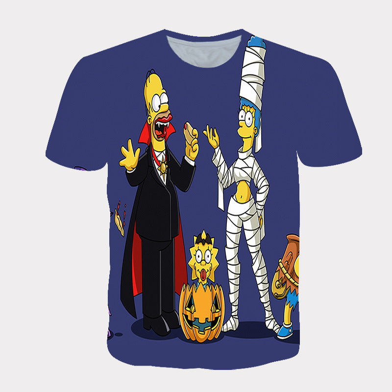 Homer Simpson Shirt Summer Digital Printed round Neck Short Sleeve T-shirt