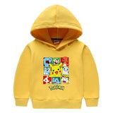 Children Pokemon Pikachu Hoodie Hooded Hoodie Fleece-Lined