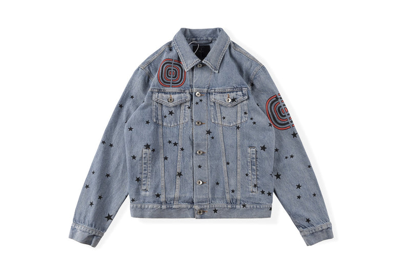 Saint Michael Baseball Jacket 22fw Hip Hop Big Talker Same Denim Jacket Ripped