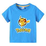 Children Pokemon Pikachu T Shirt Summer Short Sleeve T-shirt Cartoon Cotton Leisure Sports