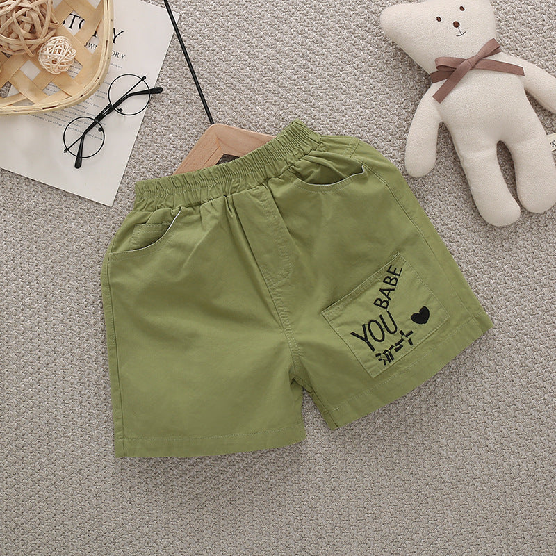 Summer Pants Summer Fashion Casual Children 'S Shorts Letters Solid Color Loose Cargo Pants