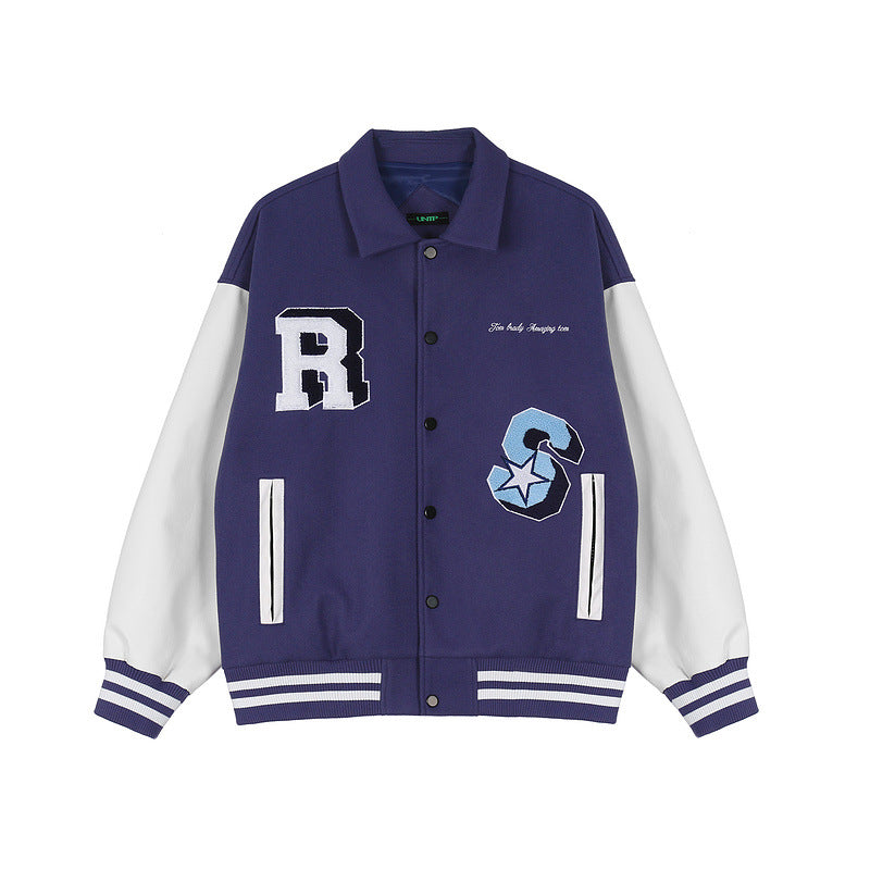Blue Varsity Jacket Vintage Blue Vintage Baseball Jacket Men's and Women's Pilot Jacket
