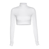 Music Festivals Rave Outfits Girls Tops Autumn and Winter Women's Long Sleeve Solid Color Fashion T-shirt