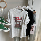 UCLA T Shirt Loose Letter Bear Print T-shirt Spring And Summer Short Sleeve