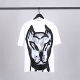 GVC T Shirt Bulldog Graffiti Distressed Cotton Short T-shirt plus Size Loose Men and Women