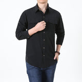 Men's Habit Shirts Spring Long Sleeve Shirt Men's Solid Color Short Sleeve Casual Men's