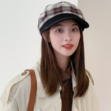 Check Beret Hat Plaid Fashion Beret